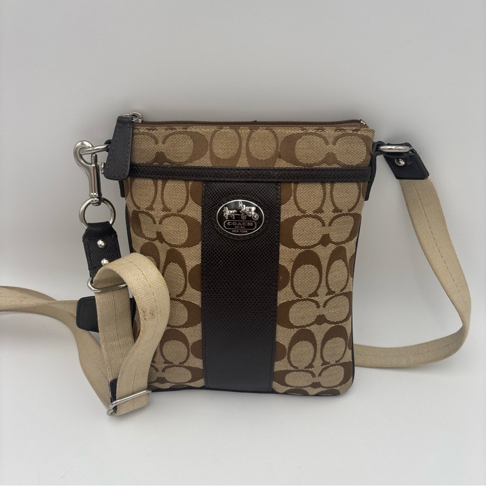 Coach Signature Brown and‎ Cream Messenger Bag